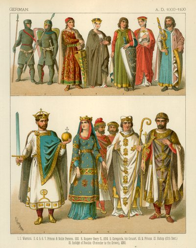 Vestuario alemán 1000-1100 d.C. de Albert Kretschmer